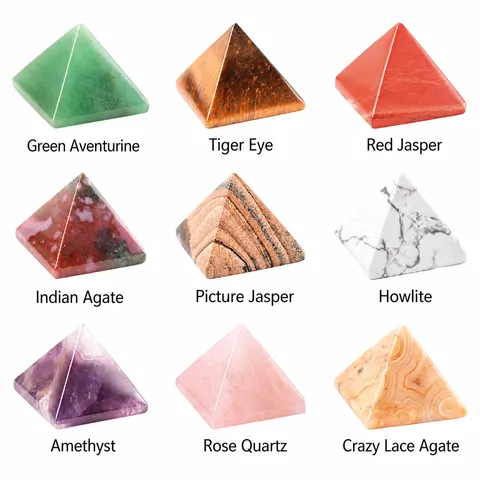 Natural Crystal Pyramid Energy Stone Healing Crystal Decor Amethyst Tiger Eye Rose Quartz Polished Stone Desktop Decoration