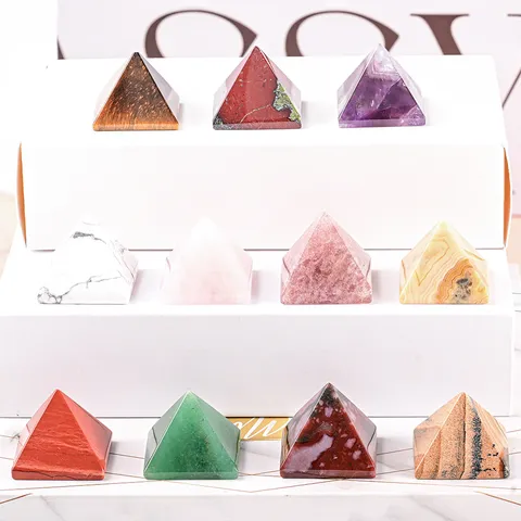 Natürlicher Kristall Pyramide Energiestein Heilkristall Dekor Amethyst Tigerauge Rosenquarz Polierter Stein Tischdekoration