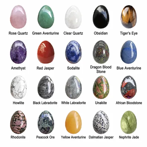 Natural Crystal Jade Egg Shape Polished Stone Desk Ornament Tiger Eye Amethyst Rose Quartz Mineral Craft Display For Home Decor