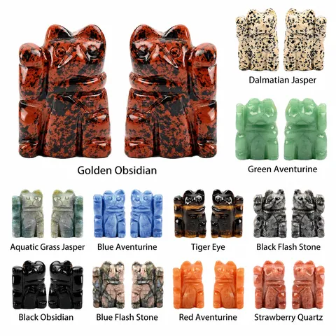 Natural Crystal Lucky Cat Figurine Carved Gemstone Animal Statue Polished Jade Cat Ornament For Home Office Decor Gift