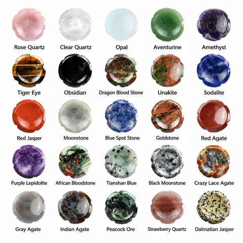 Natural Healing Crystal Flower Worry Stone Agate Palm Stone For Office Stress Relief Mineral Specimens Desktop Decoration
