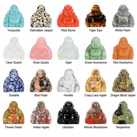 Natural Crystal Laughing Buddha Statue Hand Carved Healing Stone Maitreya Buddha Figurine For Home Office Desk Decor Gift