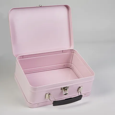 Portable Tinplate Lunch Box Metal Storage Box With Lock Handle Rectangular Gift Box Cosmetic Container