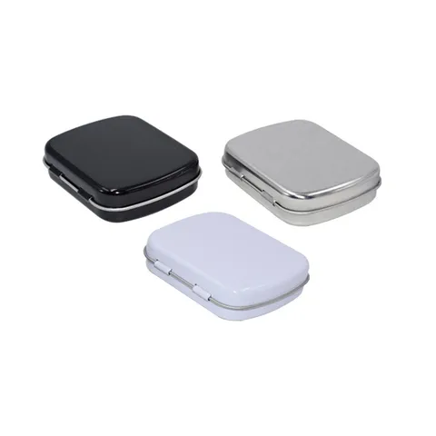 Boîte de Rangement Mini en Fer-Blanc Portable avec Couvercle Rabattable Étui en Métal pour Organisateur de Bonbons, Menthe, Pilules et Petits Objets