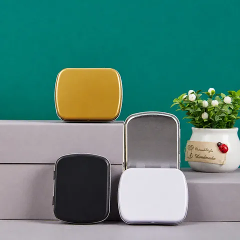 Portable Mini Metal Tin Box Rectangular Flip Cover Storage Container For Mint Candy Pill Jewelry Case