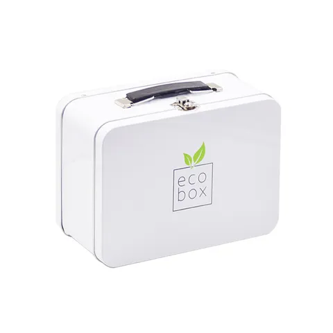 Portable Tinplate Lunch Box Metal Storage Box With Lock Handle Rectangular Gift Box Cosmetic Container