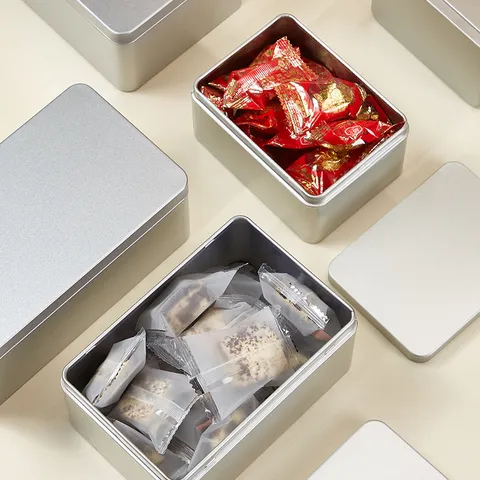 Thickened Tinplate Metal Storage Box Silver Frosted Rectangular Gift Container Organizer Case For Home Office