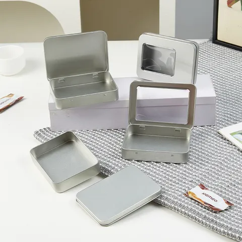 Portable Tinplate Metal Storage Box Rectangular Mini Tin Container With Lid For USB Drive Keys Small Items