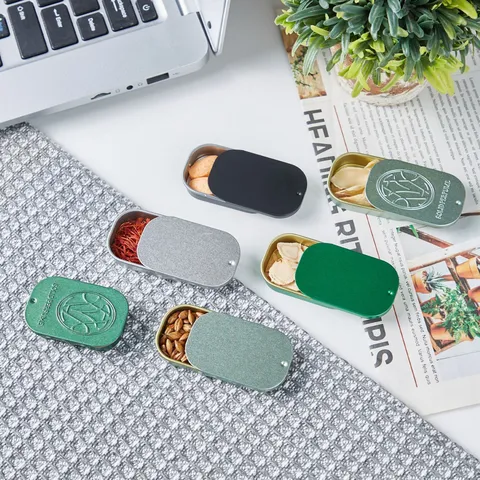 Mini Metaliko Kouti Leykosidiroy Forito Kouti Apothikeysis me Syromeno Kapaki gia Stereo Parfymo Hapia Karamela Mikra Antikeimena Thiki Organizer