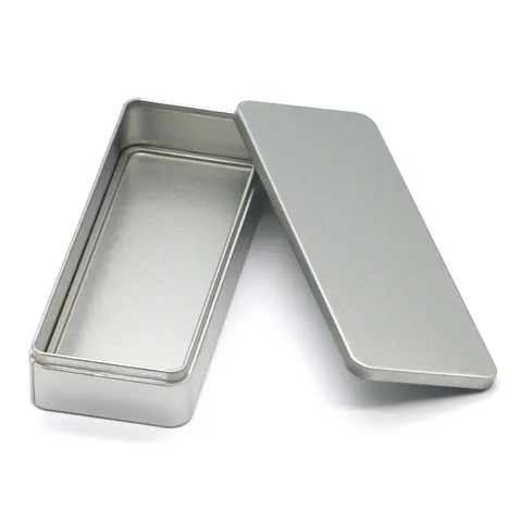 Rechteckiger Metall-Dose Aufbewahrungsbehälter mit Deckel Mattschwarz Mattsilber Organizer für Heim und Büro