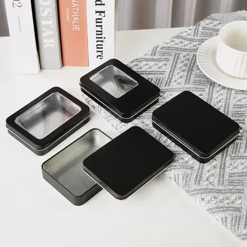 Portable Tinplate Metal Storage Box Rectangular Mini Tin Container With Lid For USB Drive Keys Small Items