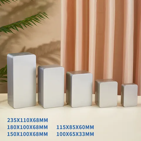Rechteckige Weißblech Aufbewahrungsbox Metall Leere Dose Behälter Mit Deckel Mattierte Lebensmittel Geschenk Organizer