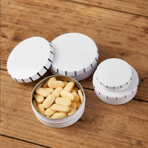 Round Metal Tin Box Mini Snap Storage Tin Empty Box Portable Mint Candy Lipstick Small Storage Container Tinplate Case