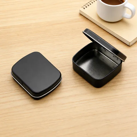Portable Mini Tinplate Storage Box Metal Flip Tin Case Small Candy Pill Mint Container Rectangular Organizer