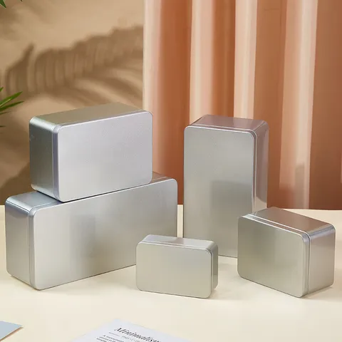 Rechteckige Weißblech Aufbewahrungsbox Metall Leere Dose Behälter Mit Deckel Mattierte Lebensmittel Geschenk Organizer