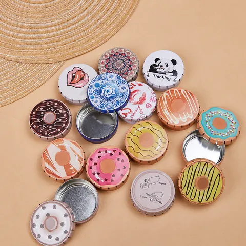 Creative Tinplate Mini Storage Box Round Metal Small Tin Container Portable Pill Candy Organizer Case Cartoon Pattern