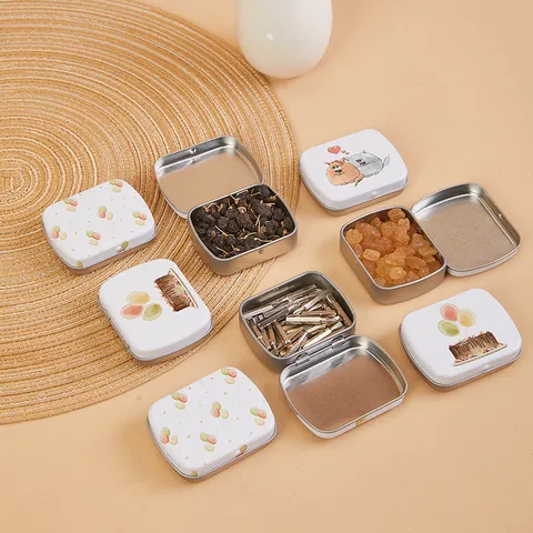 Mini Weißblech Aufbewahrungsbox Tragbare Klappdeckel Metall Dose Süße Blumenmuster Kleine Behälter Für Süßigkeiten Schmuck