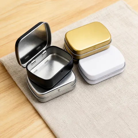 Portable Mini Tinplate Storage Box With Flip Cover Metal Tin Case For Candy Mint Pill Small Items Organizer