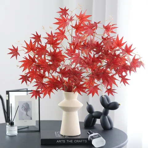 Ramo di Foglia d'Acero Artificiale Autunno Finta Pianta Halloween Ringraziamento Decorazione Festa in Casa Fiore di Seta