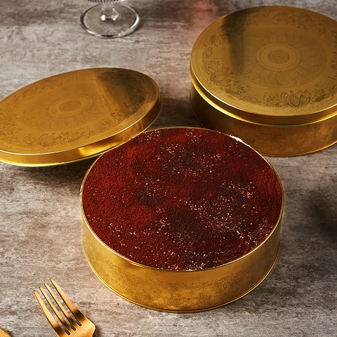 Boîte à Gâteaux en Fer Blanc Haut de Gamme Motif Floral Mandala Gaufré Conteneur de Stockage en Métal Doré pour Emballage Cadeau de Boulangerie