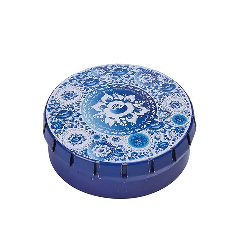 Mini Boîte de Rangement Créative en Fer Blanc Petit Contenant Rond en Métal Étui Organisateur Portable pour Pilules et Bonbons Motif Cartoon