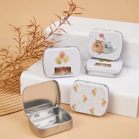 Mini Weißblech Aufbewahrungsbox Tragbare Klappdeckel Metall Dose Süße Blumenmuster Kleine Behälter Für Süßigkeiten Schmuck
