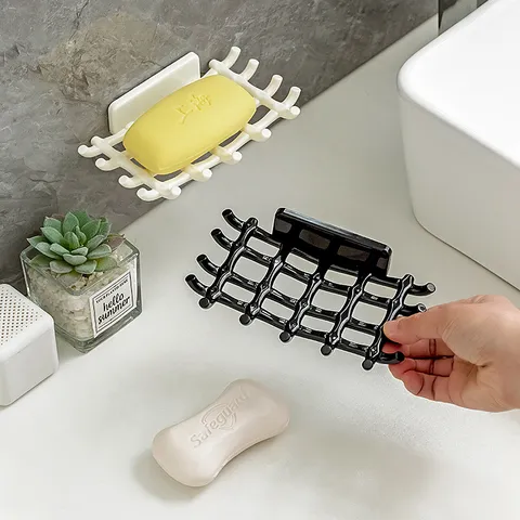 Portasapone PS a Parete Senza Punzonatura Minimalista Griglia Drenaggio Scaffale di Stoccaggio Bagno Organizzatore di Sapone
