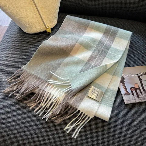 Classic Plaid Wool Scarf For Women Winter Warm Tassel Neck Warmer Long Soft Shawl Fashion Apparel Accessories