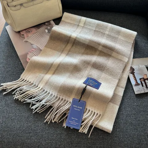 Classic British Plaid Wool Blend Scarf Thickened Warm Winter Neck Warmer For Men And Women Tassel Fashion Design