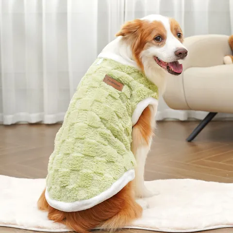 Pet Dog Winter Warm Plush Vest Fleece Cold Weather Coat Plaid Jacket Apparel For Small Medium Large Dogs And Cats