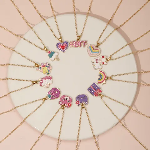 Schattige Cartoon Dier Hanger Ketting Voor Kinderen Goud Schakelketting Emaille Druppel Vlinder Dinosauriër Hanger Ketting Meisjes Sieraden Cadeau