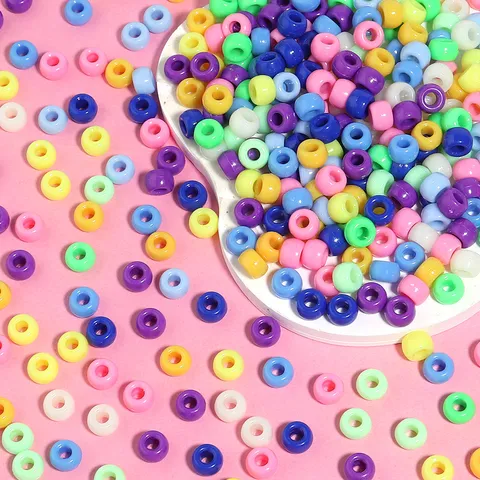 Perles de Tonneau en Acrylique Colorées Macaron Perles à Grands Trous Pour la Fabrication de Bijoux DIY Chaîne de Téléphone Collier Bracelet Accessoires