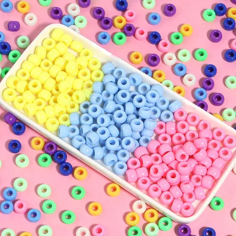 Perles de Tonneau en Acrylique Colorées Macaron Perles à Grands Trous Pour la Fabrication de Bijoux DIY Chaîne de Téléphone Collier Bracelet Accessoires