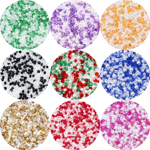 Sans Trou Plastique Résine Perle Artificielle Strass Mixte Perles En Vrac Pour Bricolage Résine Époxy Remplissage Artisanat Bijoux Accessoires