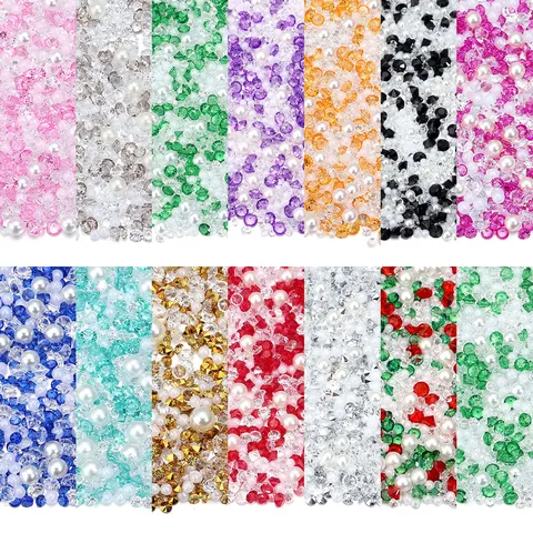 Sans Trou Plastique Résine Perle Artificielle Strass Mixte Perles En Vrac Pour Bricolage Résine Époxy Remplissage Artisanat Bijoux Accessoires