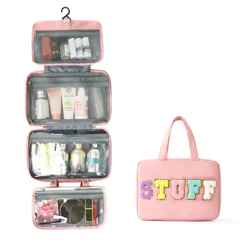Borsa da Toeletta da Viaggio Grande Capacità Borsa Cosmetica Sospesa Organizer per Trucco Impermeabile Con Separazione Umido Secco Per Donne