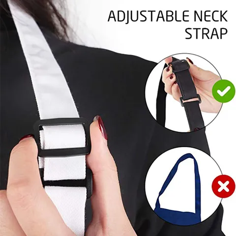 Tablier en Polyester Col Halter Couple Cuisine Cuisson Barbecue Uniforme de Serveur Tablier de Chef Ajustable pour Adultes