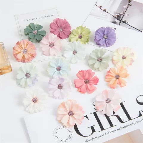 Artificial Silk Daisy Flowers Mini Fake Flower Heads For Wedding Floral Wall Boutonniere DIY Crafts Home Decor