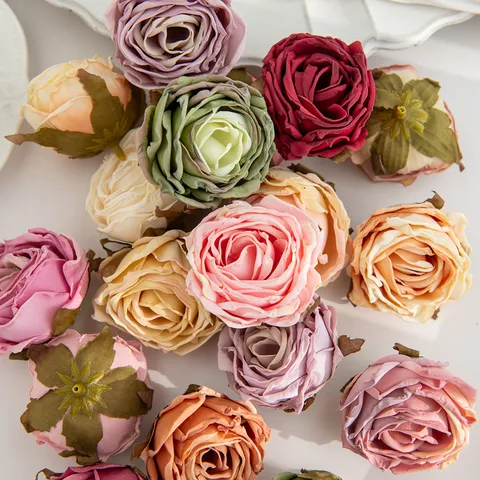 Vintage Kunstmatig Zijde Roos Bloem Hoofden Gebrande Rand Nep Rozen Voor DIY Ambachten Bruiloft Feest Huis Decor