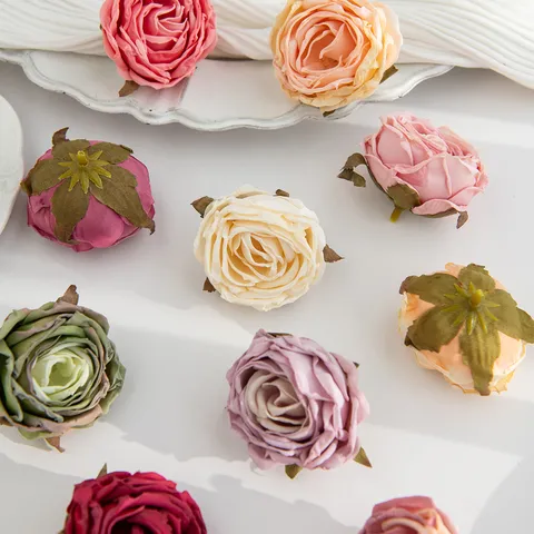 Vintage Kunstmatig Zijde Roos Bloem Hoofden Gebrande Rand Nep Rozen Voor DIY Ambachten Bruiloft Feest Huis Decor