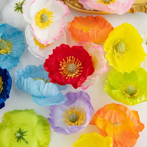 Artificial Silk Poppy Flower Heads DIY Craft Accessories Retro Wedding Party Home Decoration Floral Supplies