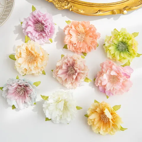 Artificial Silk Peony Flower Heads Fake Flowers For DIY Wreath Hair Accessories Home Wedding Party Floral Decoration