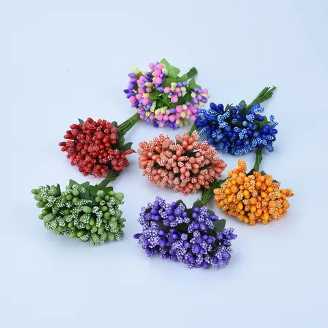 Artificial Berry Flower Bouquet Silk Plastic Small Berry Stems For Wedding Home DIY Floral Wreath Wrist Flower