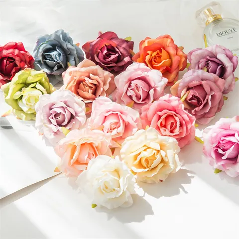 Europese Simulatie Kleine Roos Zijden Bloemen Kunstmatige Rozenhoofden Voor Huwelijk Wegwijzer Woondecoratie DIY Ambachten Feest Decoratie