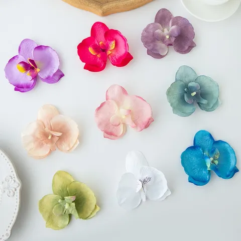 Artificial Phalaenopsis Orchid Flower Heads Simulation Silk Floral DIY Hair Clip Wedding Home Party Cake Decoration