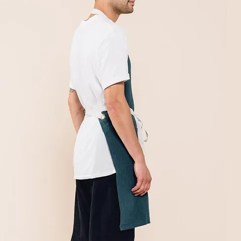 Cotton Linen Casual Apron Japanese Style Solid Color Breathable Work Apron For Kitchen Cooking Baking Cleaning Home Use