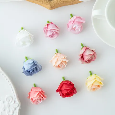 Artificial Silk Rose Flower Heads Small Mini Fake Flowers For DIY Craft Wedding Party Home Decoration Floral Accessories
