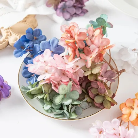 Artificial Silk Hydrangea Flower Heads DIY Craft Material For Wedding Home Decoration Photography Props Floral Accessories