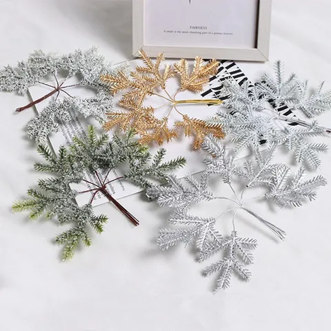 Artificial Cactus Plant Christmas Tree Decorations Small Pine Branches Wreath DIY Craft Home Decor Plastic Iron Wire