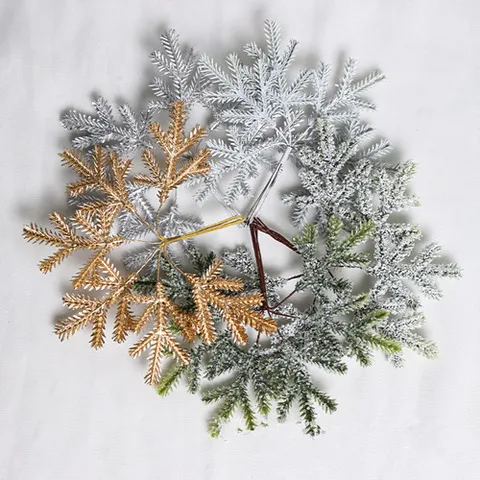 Artificial Cactus Plant Christmas Tree Decorations Small Pine Branches Wreath DIY Craft Home Decor Plastic Iron Wire